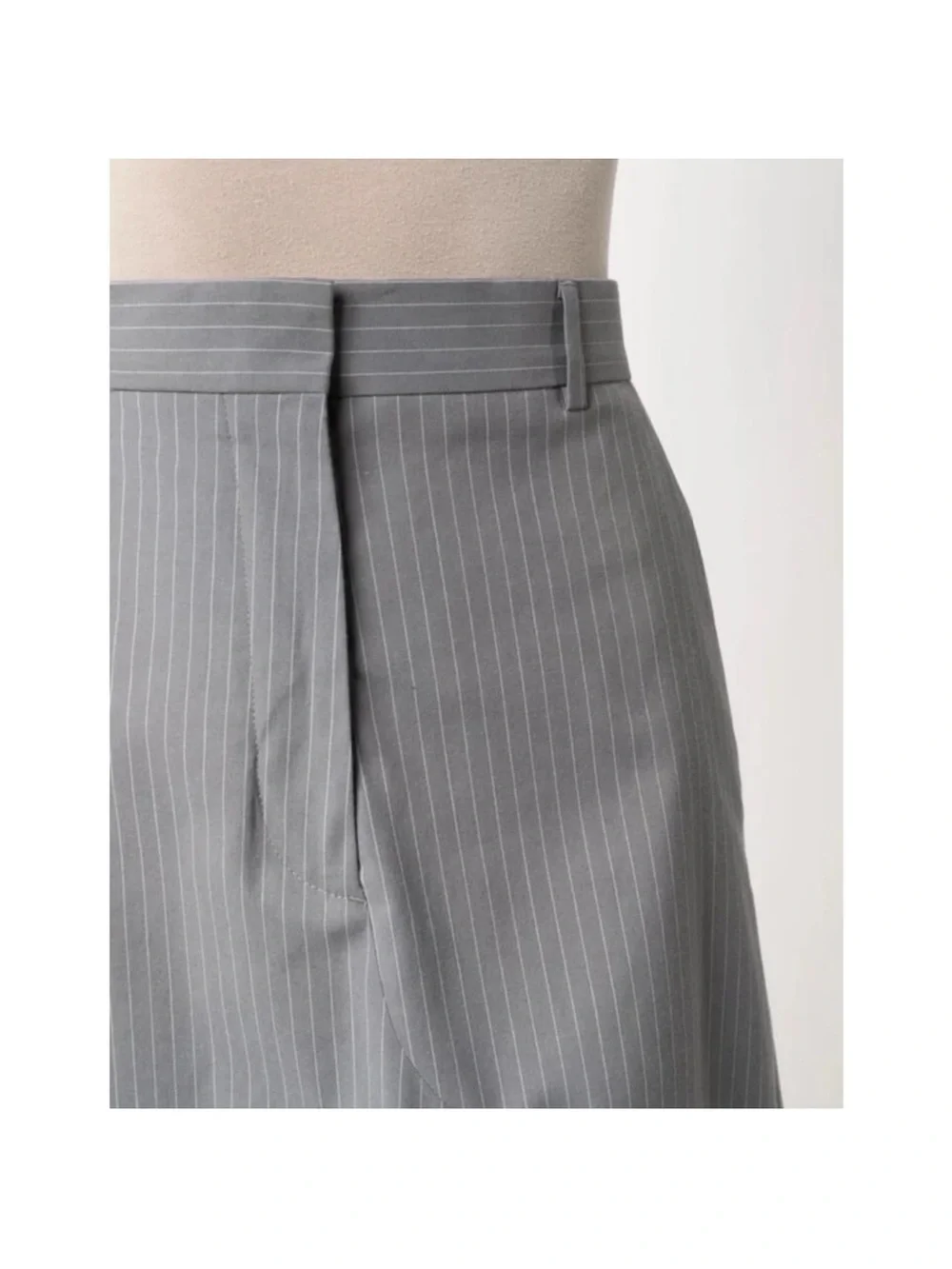 MM6 Maison Martin Margiela Gray Pinstripe Midi Skirt with Split Front